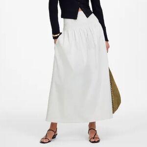 Madewell - Smocked-Waist Poplin Midi Skirt - White - XS